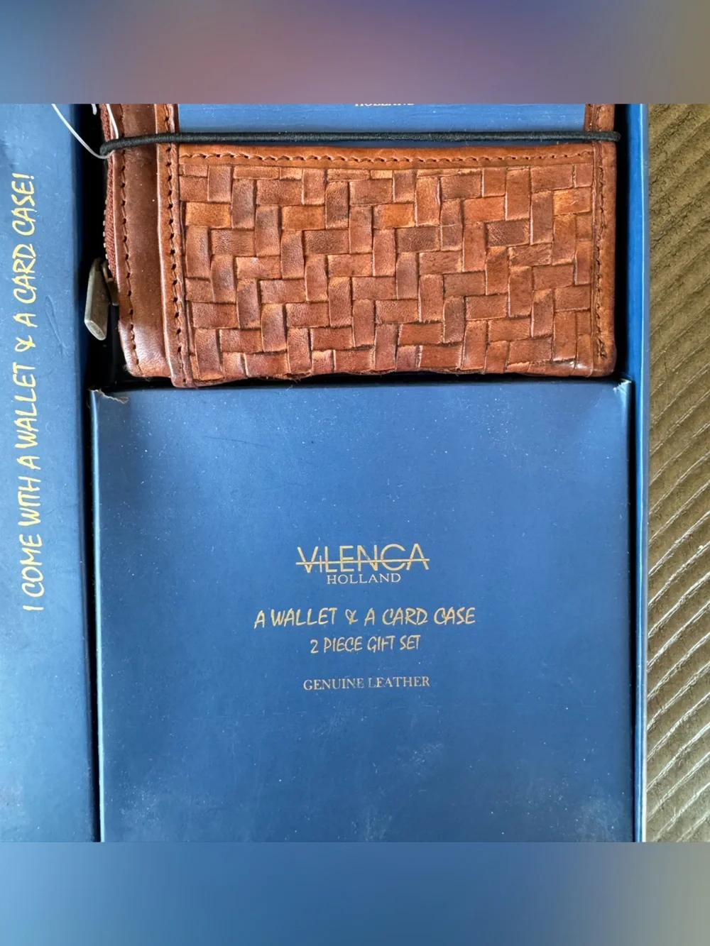 Vilenca Holland 2-Piece Woven Leather Wallet & Card Case Gift Set (NIB)